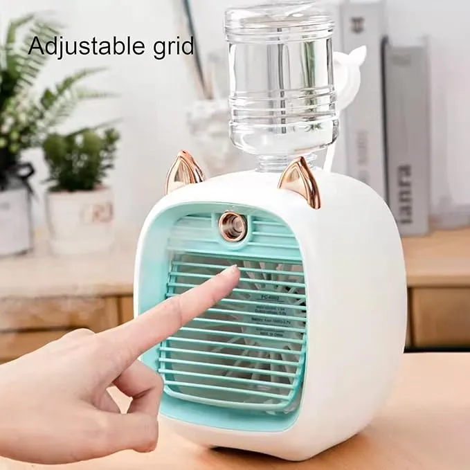 Portable Humidifier Fan 1200mAh Rechargeable Battery USB Fan with 3 Speeds Intermittent/Continuous Misting Mini Evaporative Coolers, for Office,Outdoor