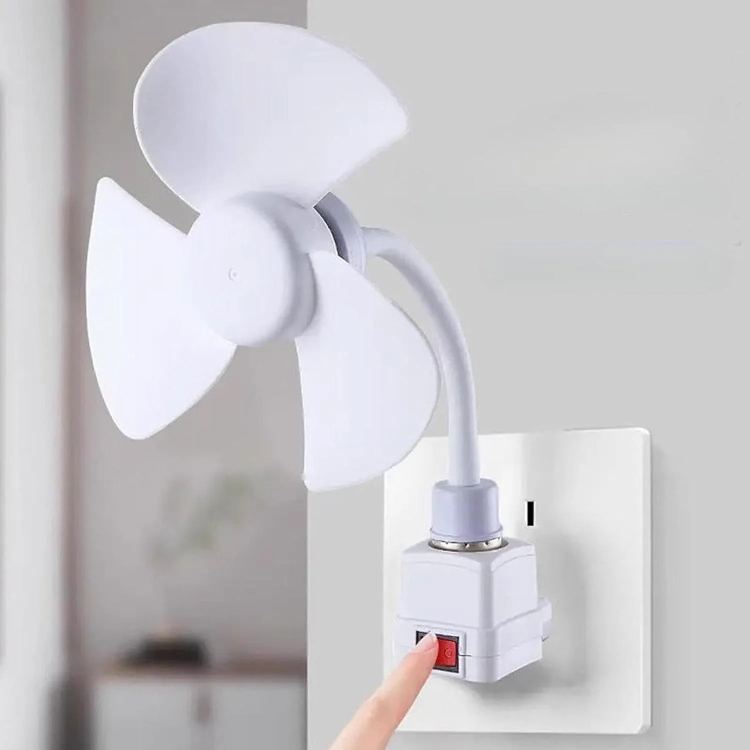 3 Blade Small Socket Fan for Bedroom Office Living Room 16cm With Adjustable Hose