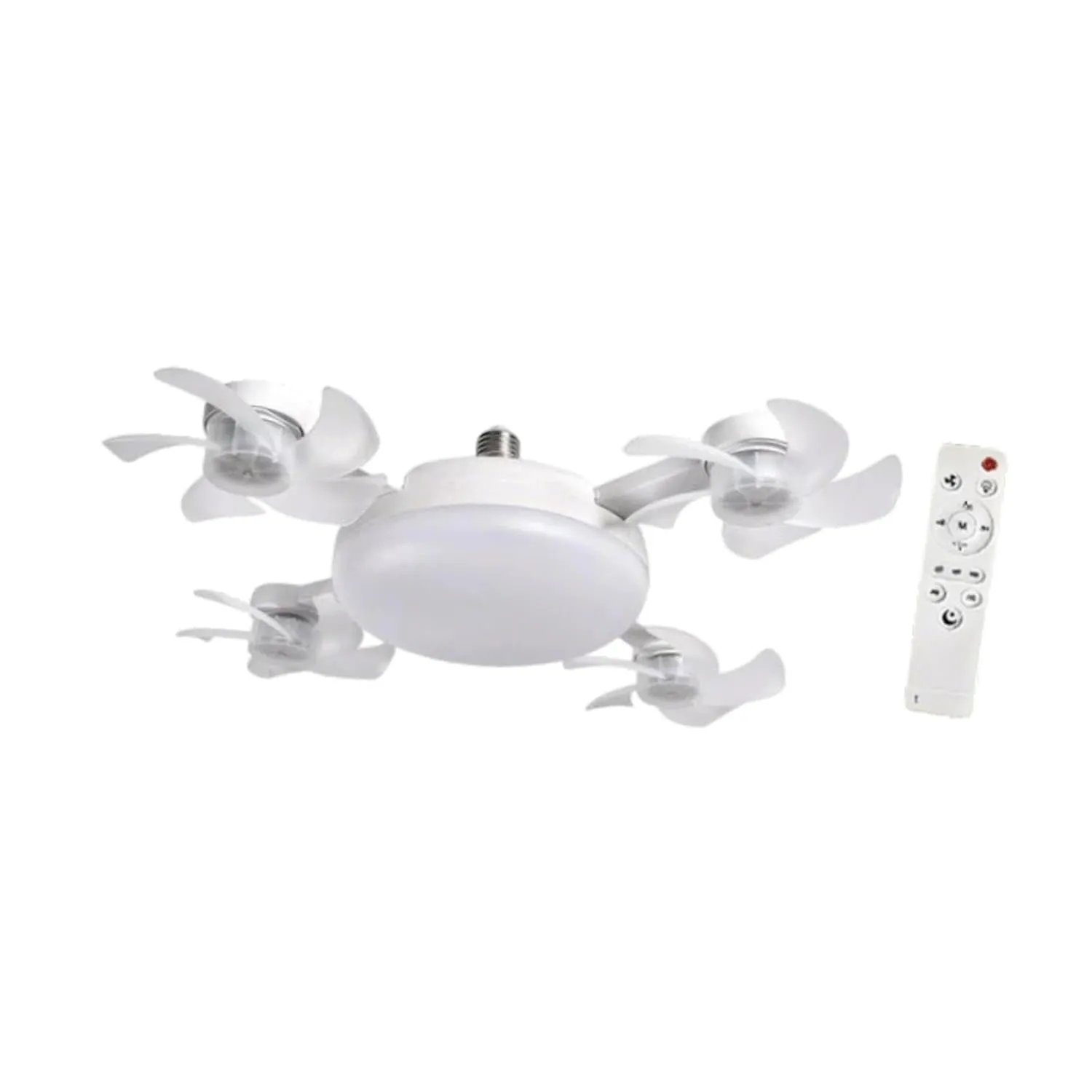 Ceiling Fan Light Remote Control Decor LED Light for Entryway Bedroom Indoor 4 Heads Fan 55cm