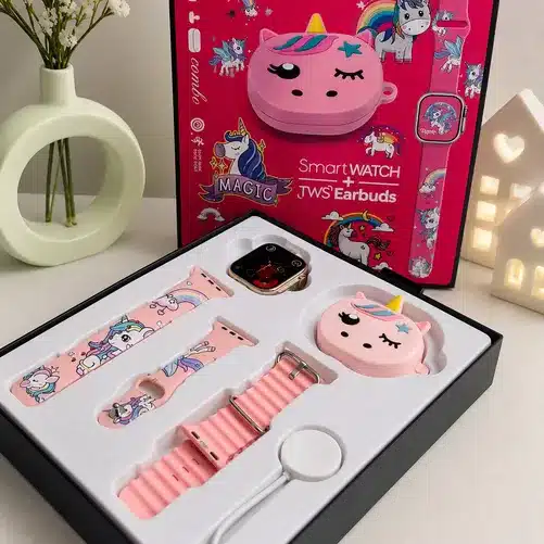 Kids Unicorn Smart Watch & Wireless Earbuds Combo Set