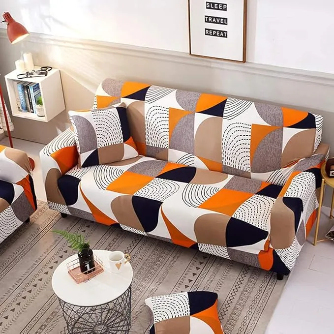 Shukii Stretch Sofa Slipcovers Fitted Furniture Protector Printed Sofa Cover Stylish Fabric Couch Cover with 1 Pillowcases