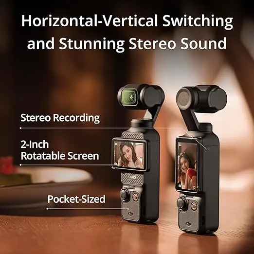 Osmo Pocket 3, Vlogging Camera with 1'' CMOS & 4K/120fps Video, 3-Axis Stabilization, Fast Focusing, Face/Object Tracking, 2" Rotatable Touchscreen, Small Video Camera for Photography, YouTube