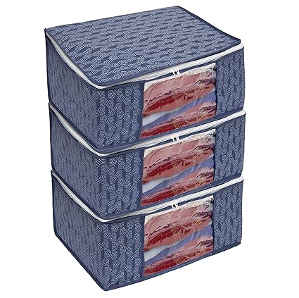 Homestrap Set of 3 Non-Woven Printed Saree Cover / Cloth Storage