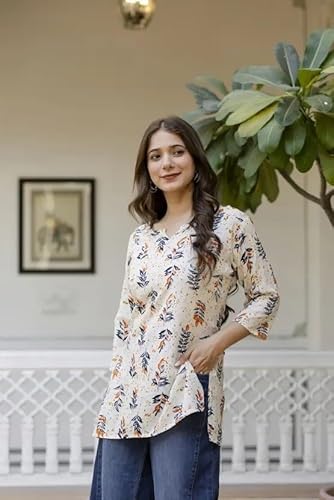 Women's Short Kurti in TOP Black Rayon Cotton Blend | Ladies Ethnic Tunic | Office