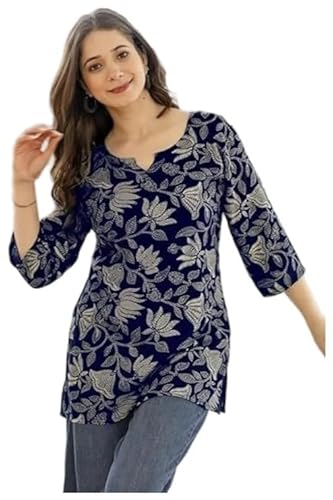 Women's Short Kurti in TopsTunic Rayon Cotton Blend | Ladies Ethnic Tunic
