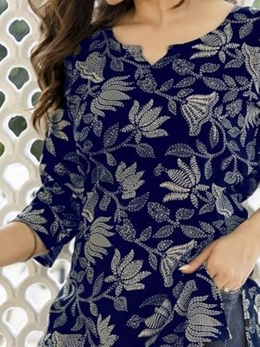 Women's Short Kurti in TopsTunic Rayon Cotton Blend | Ladies Ethnic Tunic