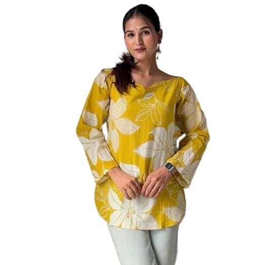Women's Short Kurti in TopsTunic Rayon Cotton Blend | Ladies Ethnic Tunic