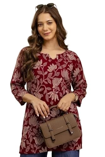 Women's Short Kurti in TopsTunic Rayon Cotton Blend | Ladies Ethnic Tunic