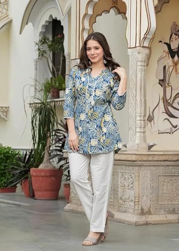 Women's Short Kurti in TopsTunic Rayon Cotton Blend | Ladies Ethnic Tunic