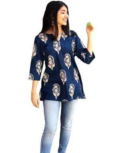 Women's Short Kurti in TopsTunic Rayon Cotton Blend | Ladies Ethnic Tunic