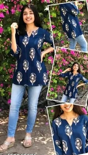 Women's Short Kurti in TopsTunic Rayon Cotton Blend | Ladies Ethnic Tunic
