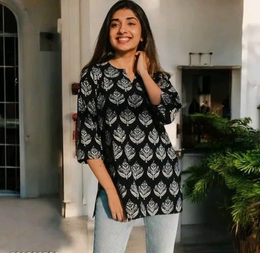 Women's Short Kurti in TopsTunic Rayon Cotton Blend | Ladies Ethnic Tunic