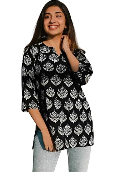 Women's Short Kurti in TopsTunic Rayon Cotton Blend | Ladies Ethnic Tunic