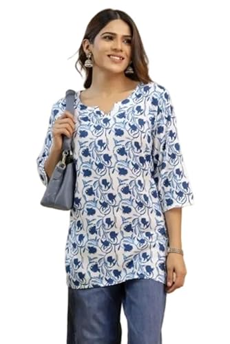 Women's Short Kurti in TopsTunic Rayon Cotton Blend | Ladies Ethnic Tunic