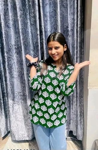 Women's Short Kurti in TopsTunic Rayon Cotton Blend | Ladies Ethnic Tunic