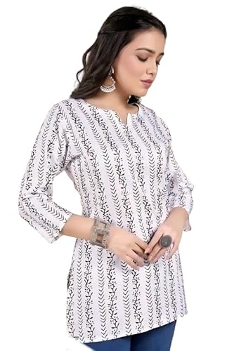 Womens' Cotton Floral Printed Straight Short Kurti