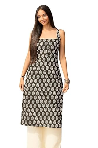 Womens Sleeveless Printed Kurti Lightweight Ethnic Tunic for Summer Stylish Straight Fit Kurta for Office & Daily Comfortable Casual Indian Wear
