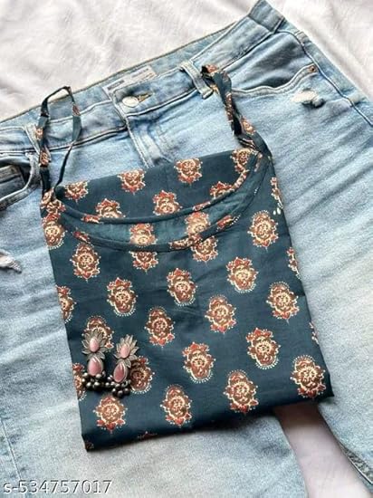 Womens Rayon Sleeveless Round Neck Kurti Lightweight Ethnic Tunic for Summer Stylish Printed Kurta for Casual, Office