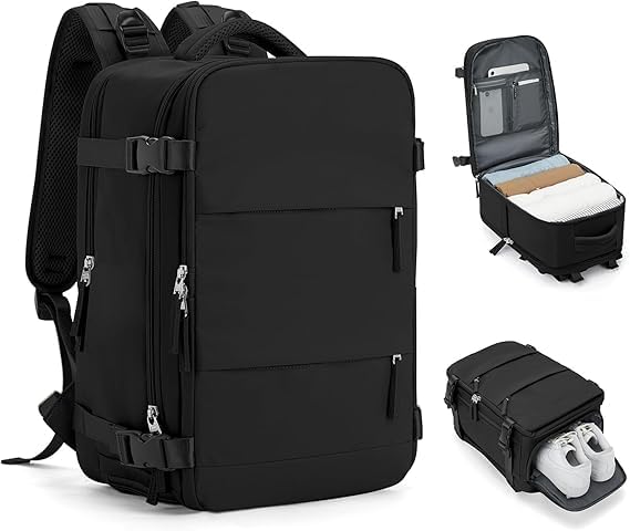 Large Capacity Travel Backpack with Shoe Compartment & Multiple Pockets - Waterproof Carry-On Luggage Backpack for Men & Women – Ideal for Flights, Work, Gym, and Trips – Laptop Bag