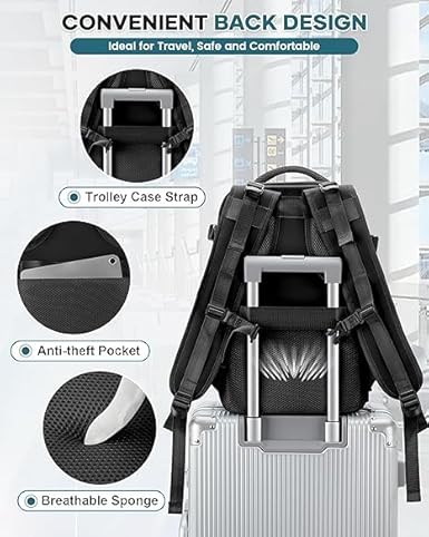 Large Capacity Travel Backpack with Shoe Compartment & Multiple Pockets - Waterproof Carry-On Luggage Backpack for Men & Women – Ideal for Flights, Work, Gym, and Trips – Laptop Bag