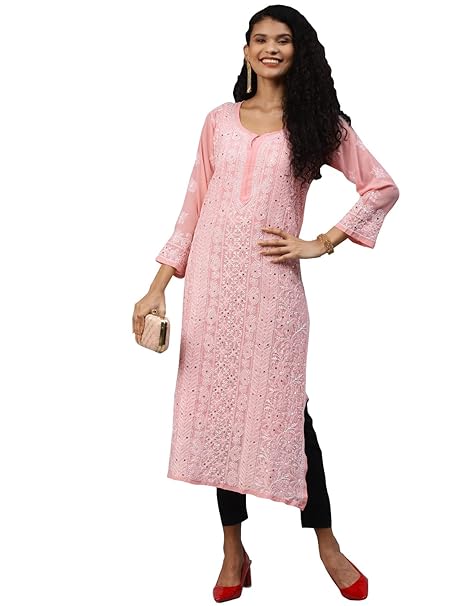 Stylish Gala buti Lucknowi chinkankri Kurti with Inner for Womens